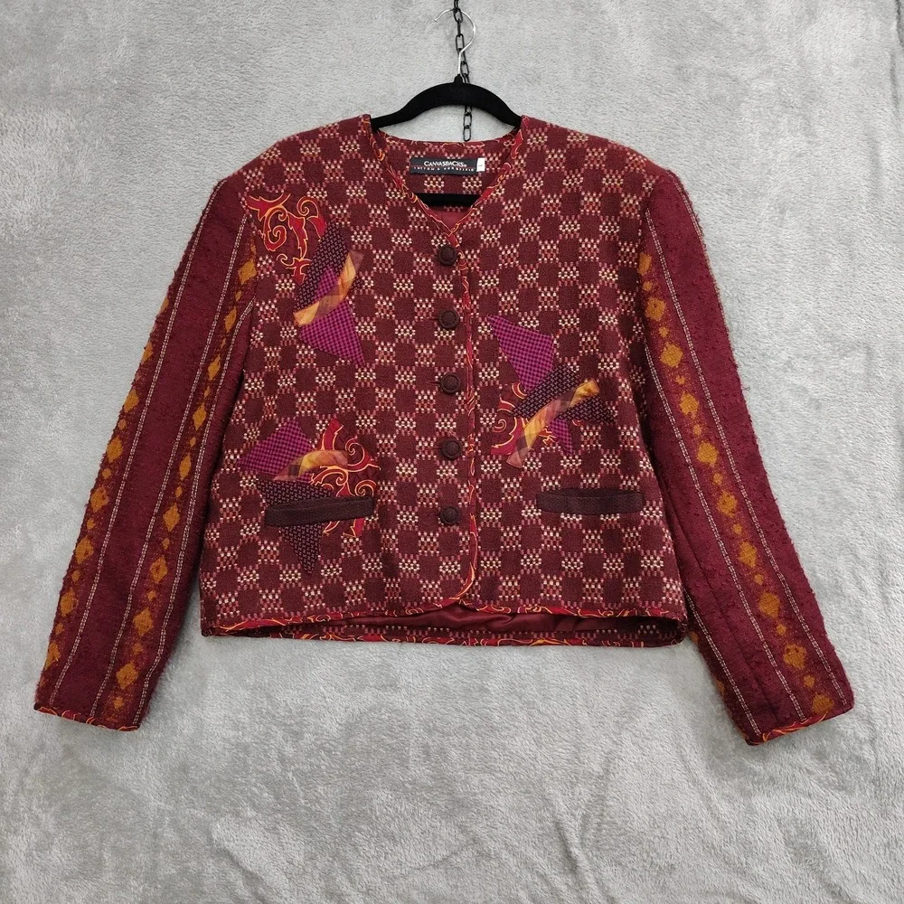 Vtg Blazer L Canvasbacks Lutton & Horsfield Patchwork Wool Silk‎ Blend Tweed USA